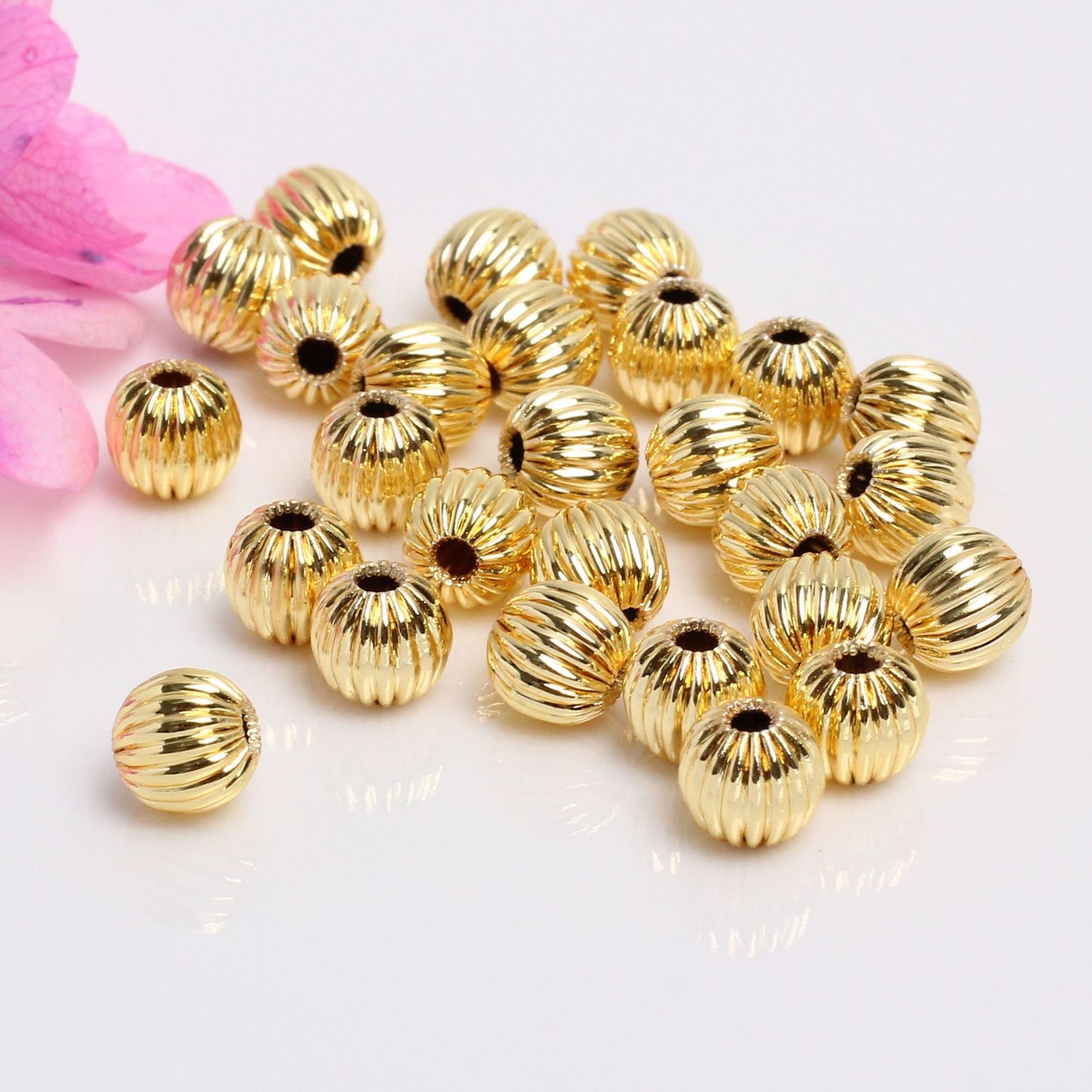 SPC07 Spacer Beads Pumpkin Shape Twisted Beads for DIY Bracelets Necklace Jewelry Accessories