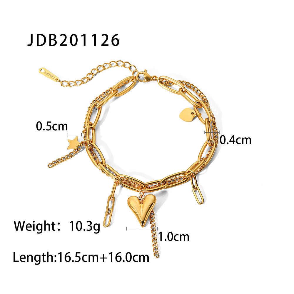 JDB2406002-PS Stainless Steel Bracelet With Zirconia and Pearl