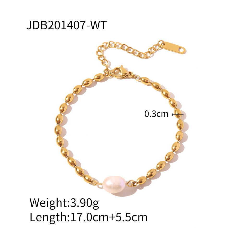 JDB2407018 Stainless Steel Beaded Bracelet Metal Chain With Letters