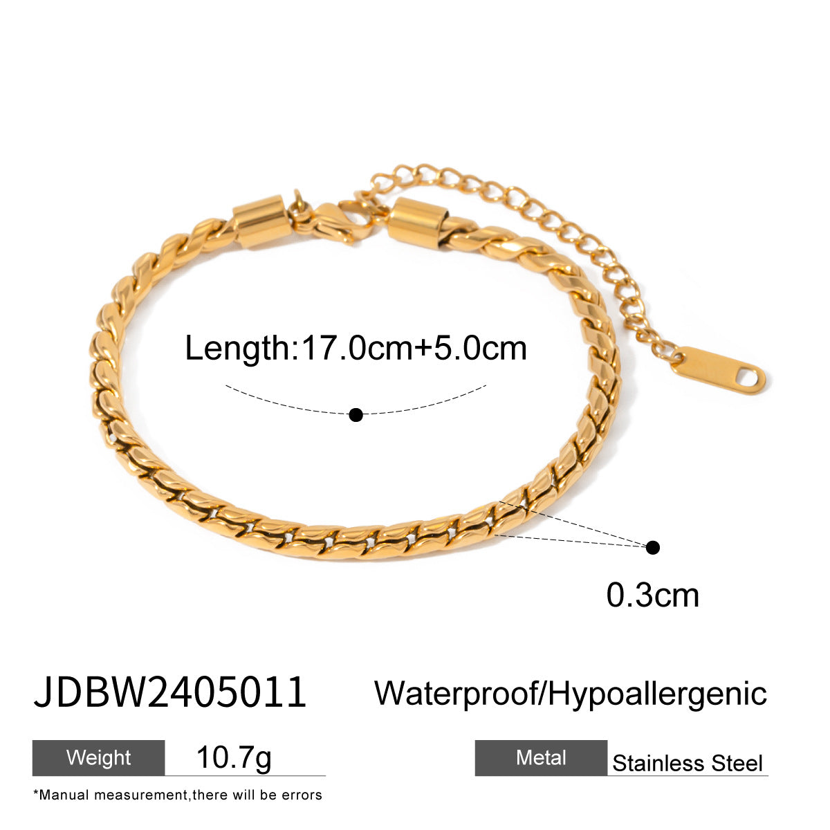 JDBW2405011 Stainless Steel 18k Gold Plated Chain Necklace Chain Bracelet for WOmen