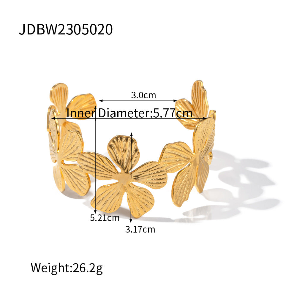 JDBW2305014 Stainless Steel Flower Pendant Necklace Earring Ring for Women