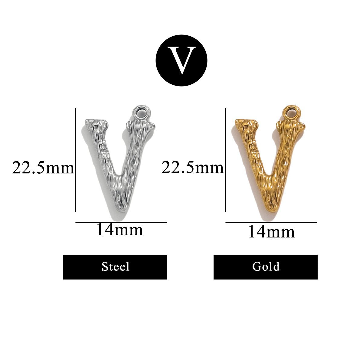 PD11 26 Letters Pendant Stainless Steel Pendant Waterproof No Tarnish Golden Color Pendant