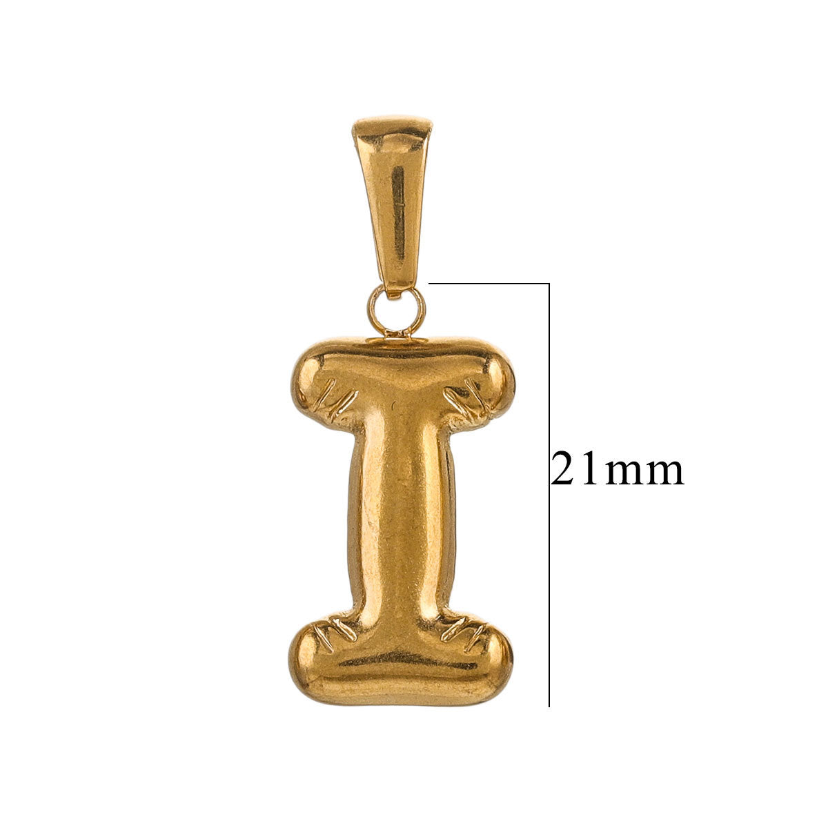 PD12 Puff Letter Pendant with Hook Stainless Steel No Tarnish Waterproof Golden Color Pendant