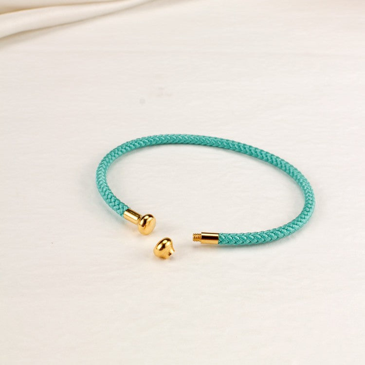 BR99 3mm/18cm Open Braided Bangle Bracelet with Screw Opening String Braid Half Bangle