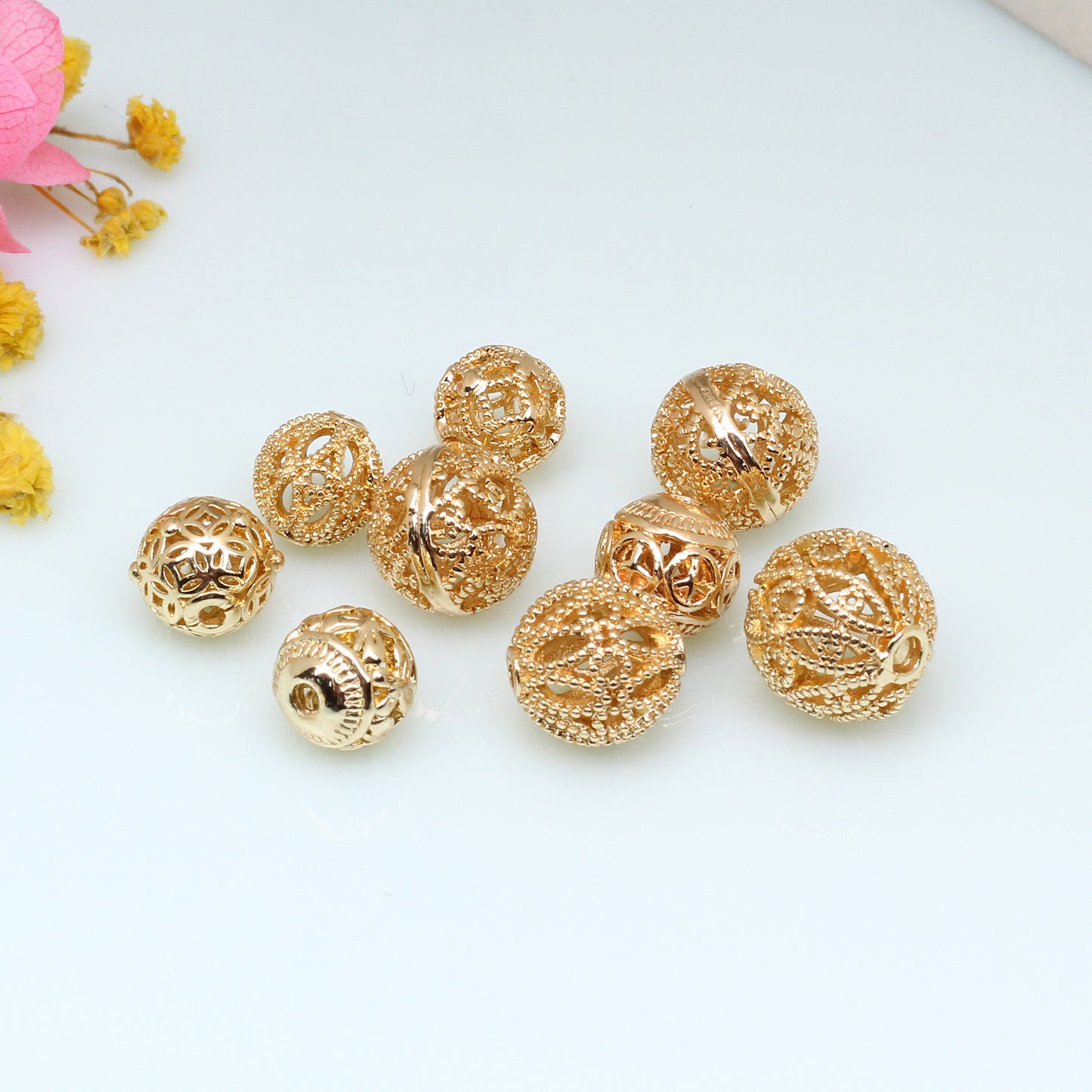 SPC02 Spacer Beads for Bracelet and Necklace Small DIY Beads no TurnishSpacer Beads Hollow-carved Beads DIY Jewelry Bracelets Necklace Accessories