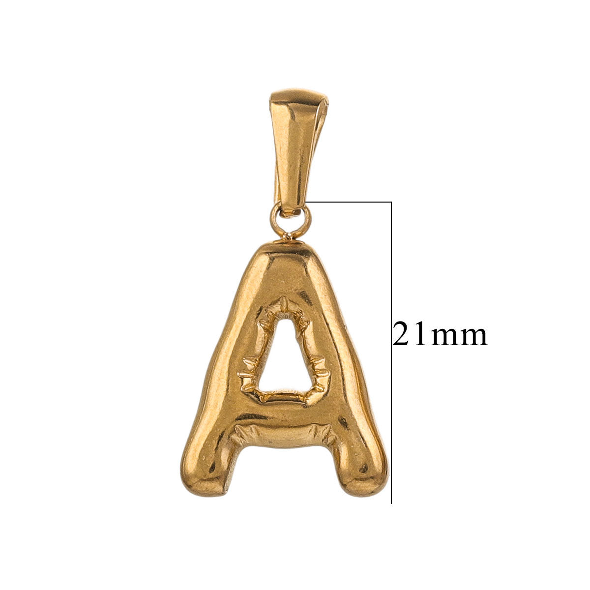 PD12 Puff Letter Pendant with Hook Stainless Steel No Tarnish Waterproof Golden Color Pendant