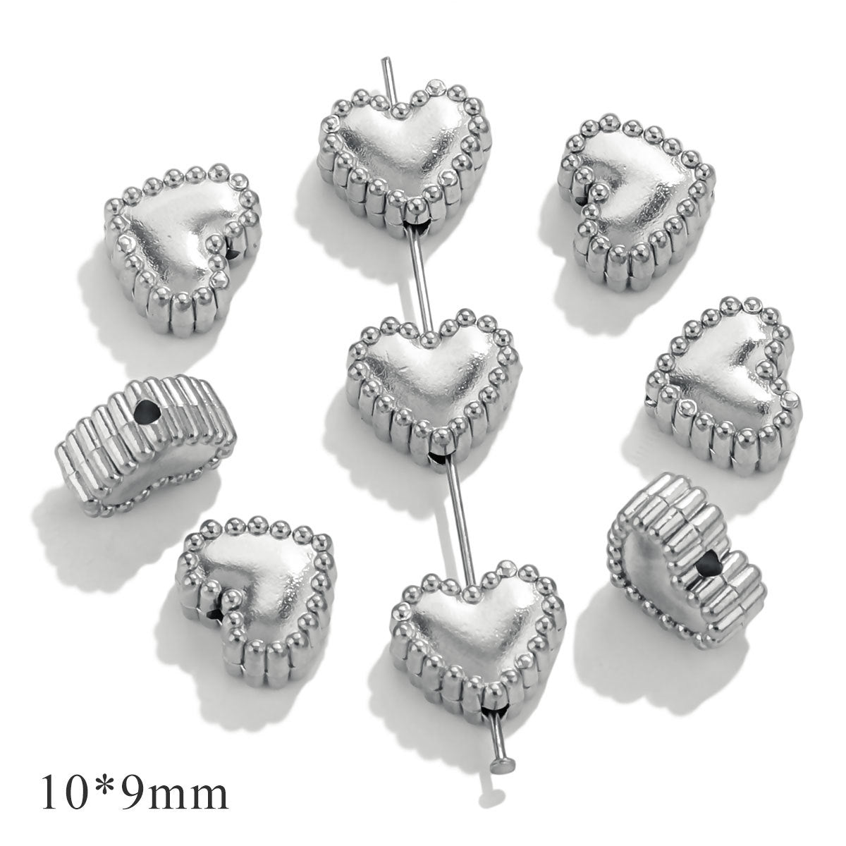 SPC30 Heart Shape Charms Beads Stainless Steel DIY Spacer Beads for Bracelet Necklace DIY Accessories