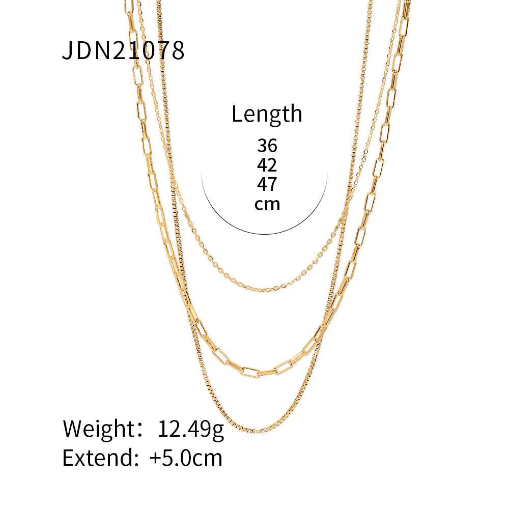 JDN20 Chain Necklace Snake Chain Paper Clip Chain Necklace for Women