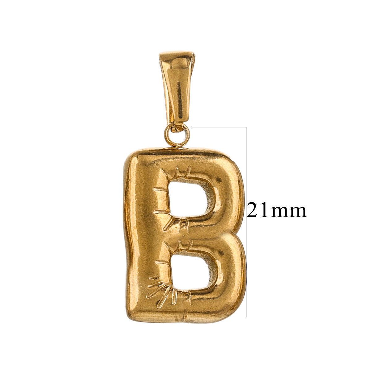 PD12 Puff Letter Pendant with Hook Stainless Steel No Tarnish Waterproof Golden Color Pendant