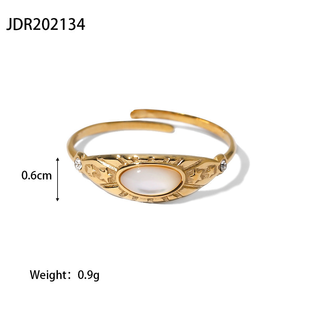 JDR20 Ring Vintage Style Stainless Steel Women's Ring Adjustable Size