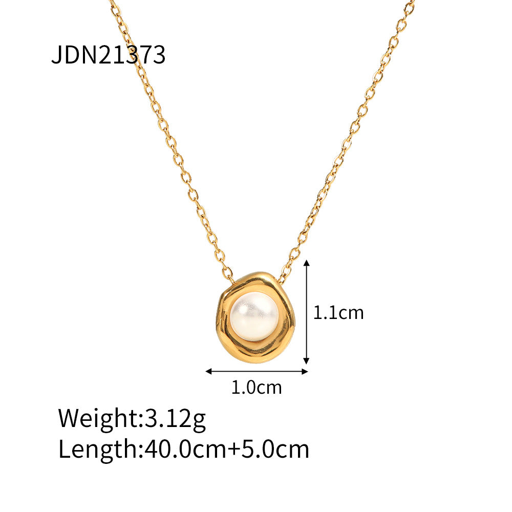 JDN21373 Pearl Necklace Stainless Steel Waterproof Chain Necklace for Women