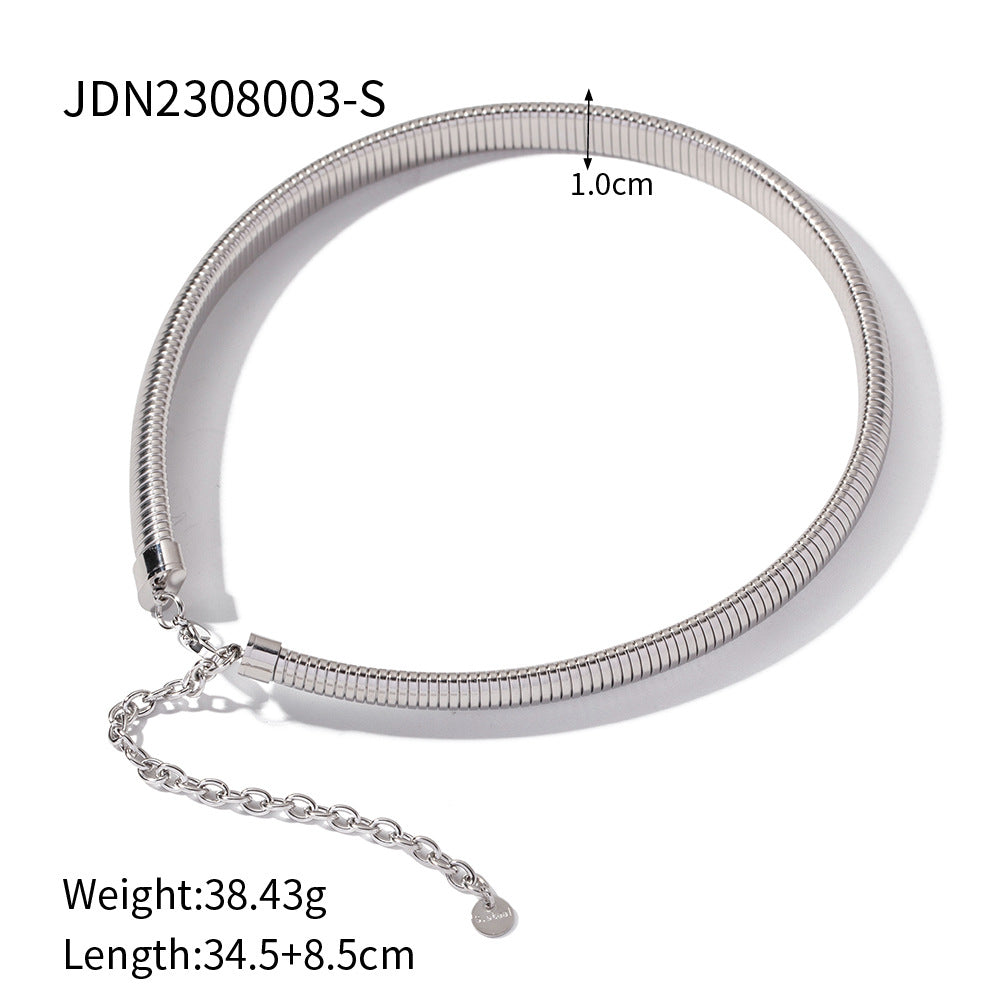 JDB2308004 Stainless Steel Chunky Single Layer Snake Chain Stretch Bracelet for Women