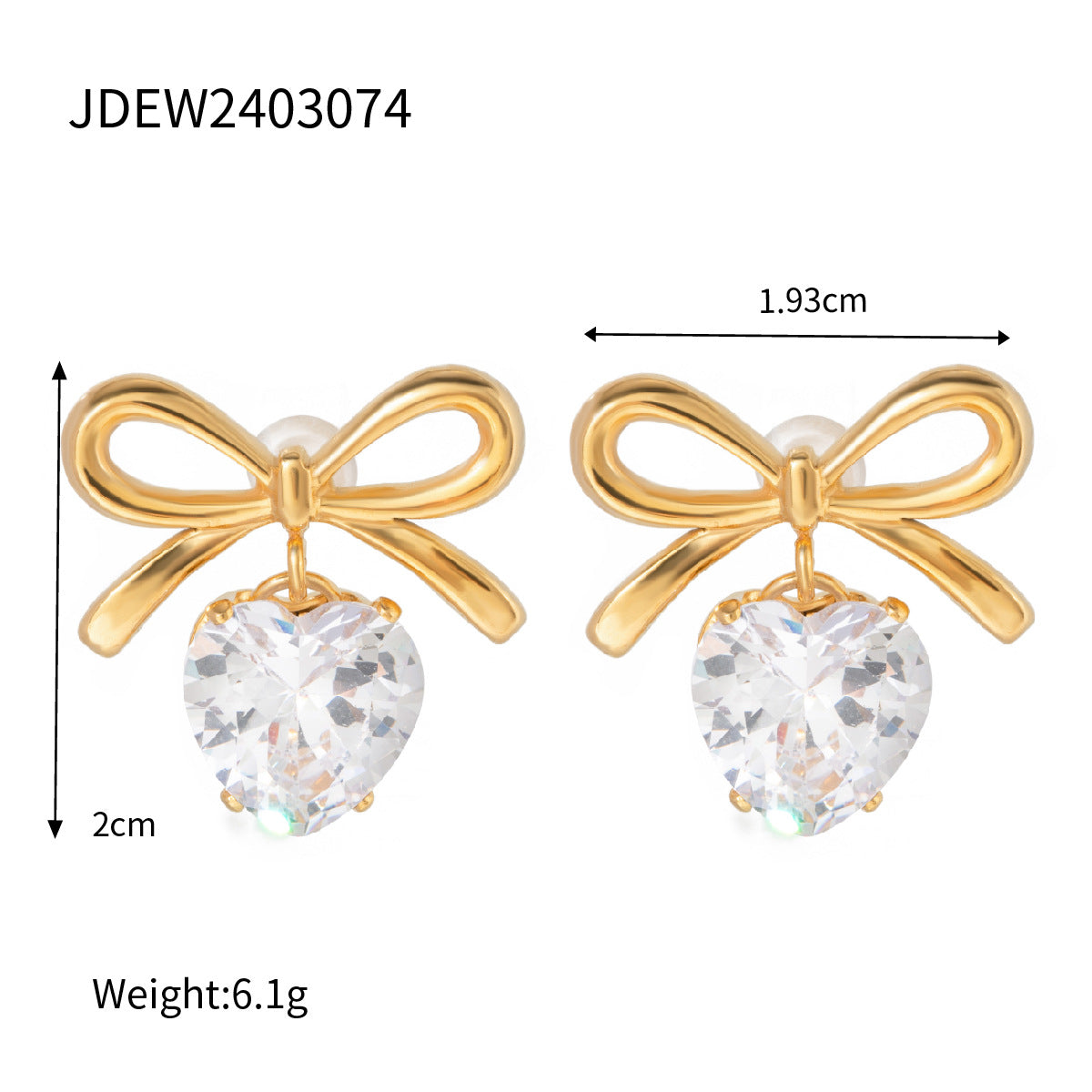 JDNW2401020 Bow tie Heart Pendant Necklace Earrings Ring set Jewelry Set Stainless Steel