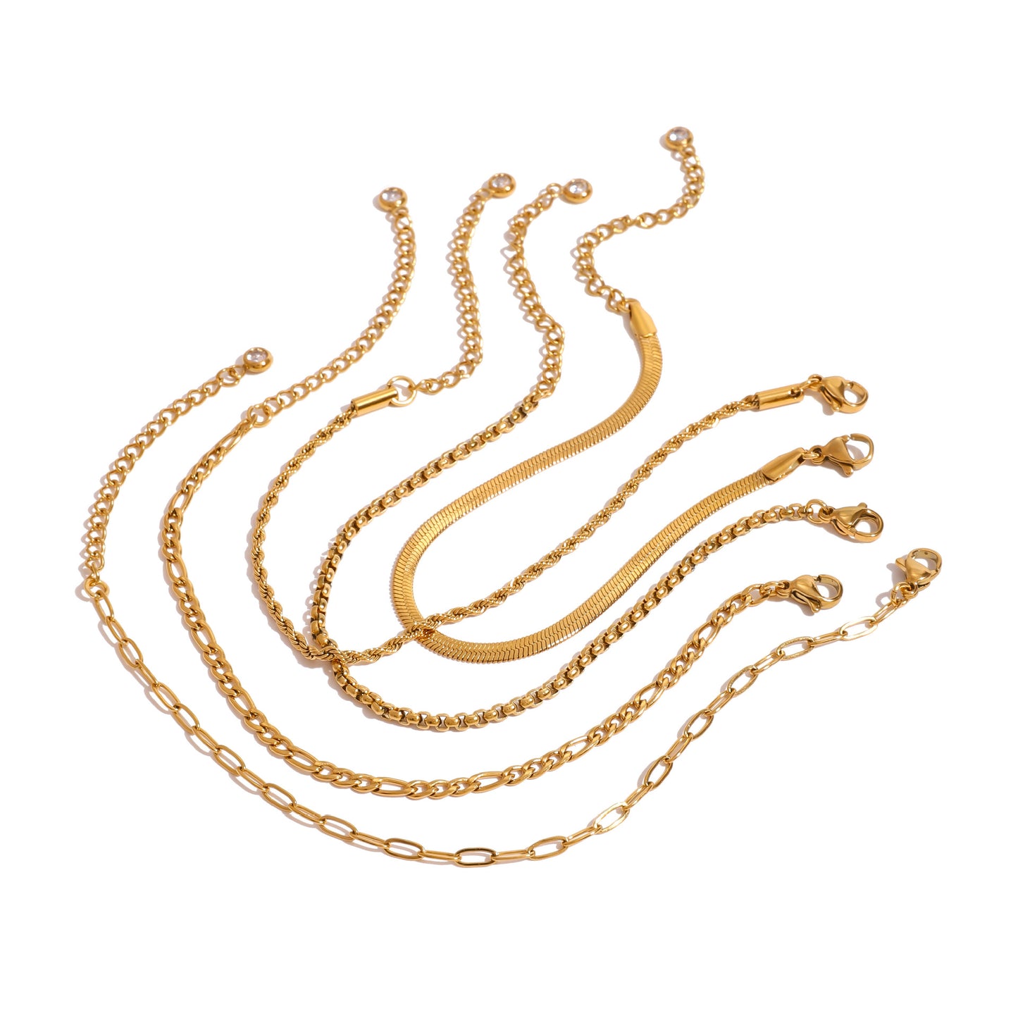 JDB2409031 18K Golden Color Stainless Steel Stackable Bracelets