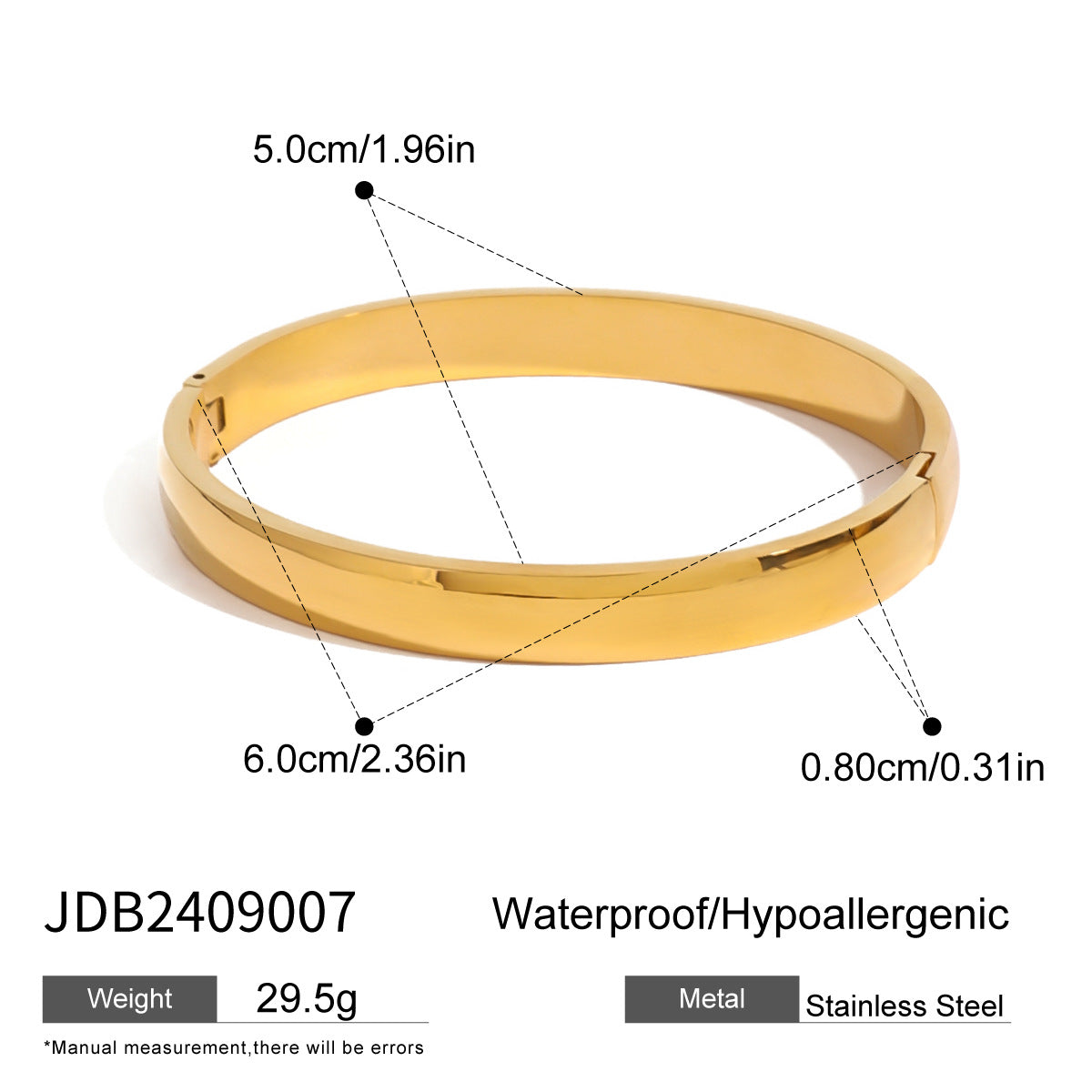 JDB2409009 Stainless Steel Square Snap Bracelet for Woman