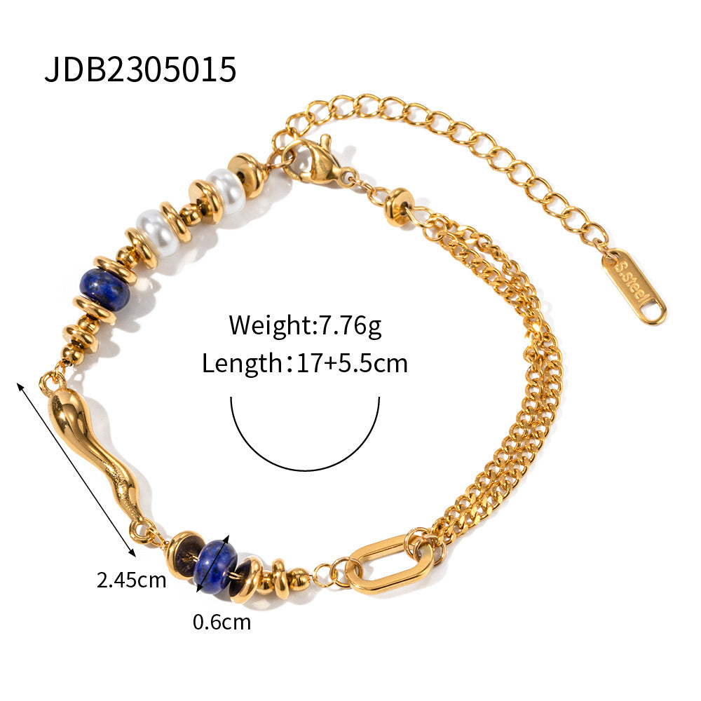 JDB2406002-PS Stainless Steel Bracelet With Zirconia and Pearl