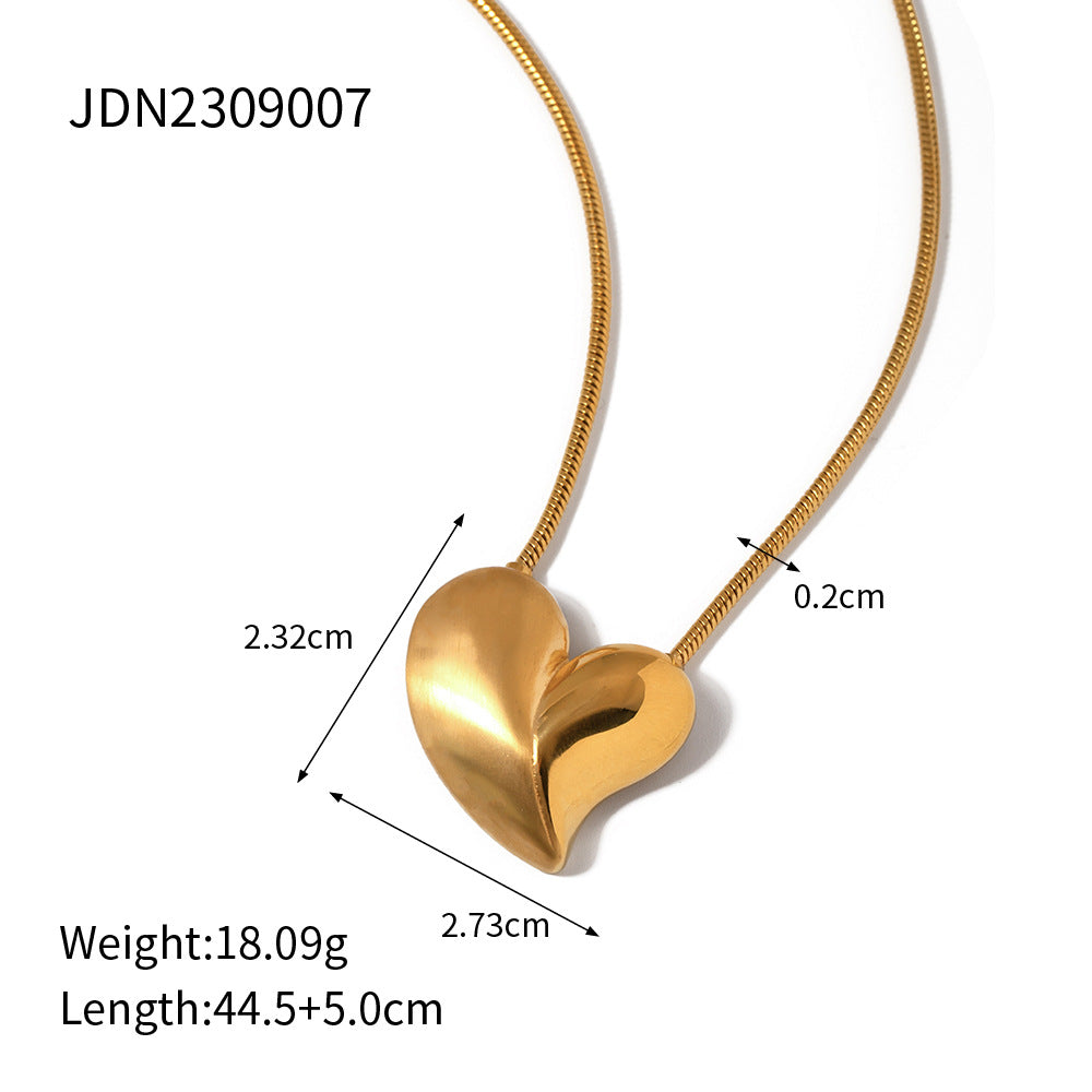 JDN2309007 Stainless Steel Heart Pendant Necklace Earring Set Jewelry set Waterproof Chain Necklace for Women