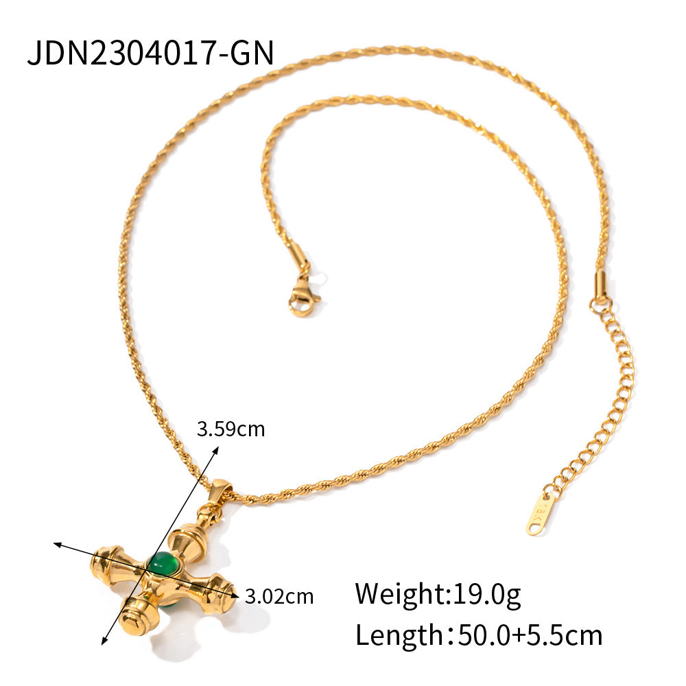 JDN23 Cross Pendant Necklace Stainless Steel Necklace Golden Color No Tarnish Chain