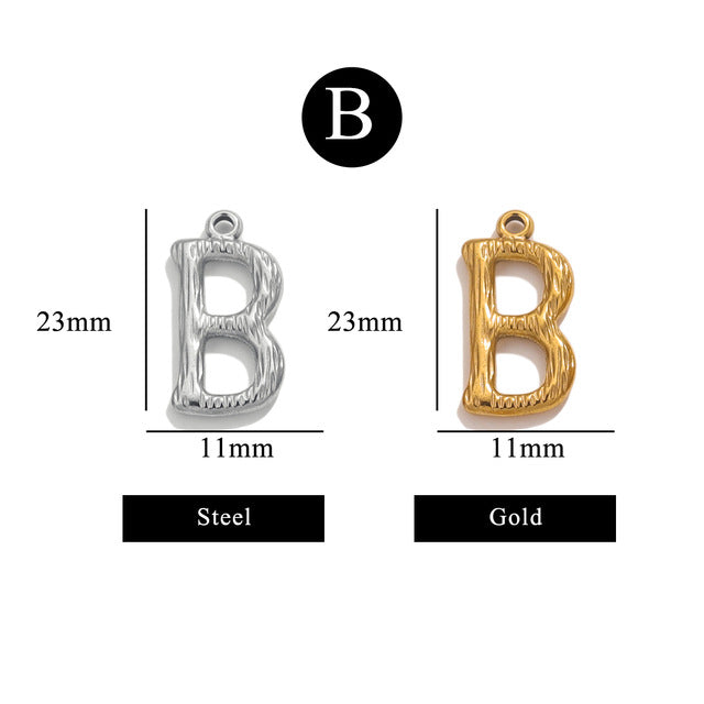 PD11 26 Letters Pendant Stainless Steel Pendant Waterproof No Tarnish Golden Color Pendant