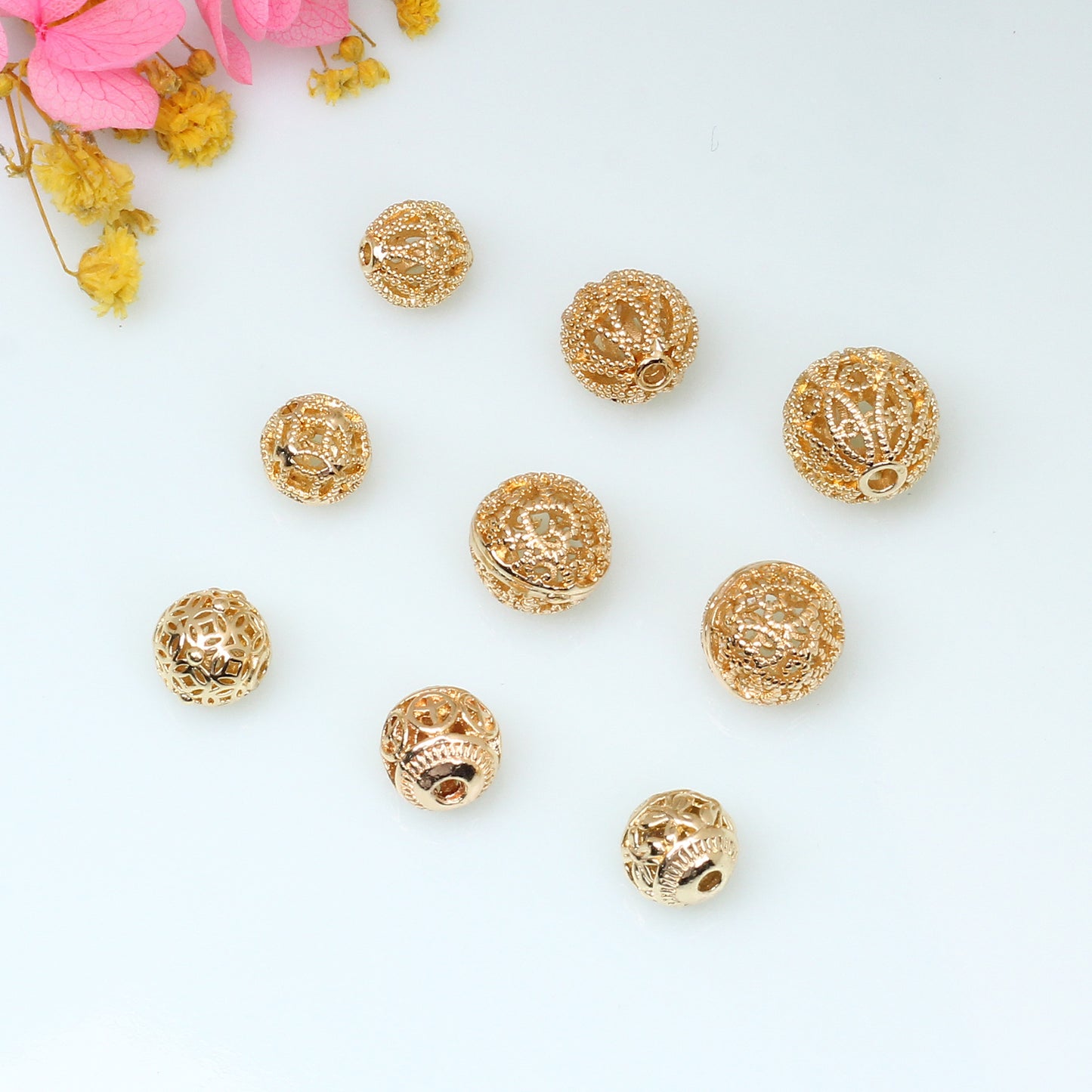 SPC02 Spacer Beads for Bracelet and Necklace Small DIY Beads no TurnishSpacer Beads Hollow-carved Beads DIY Jewelry Bracelets Necklace Accessories