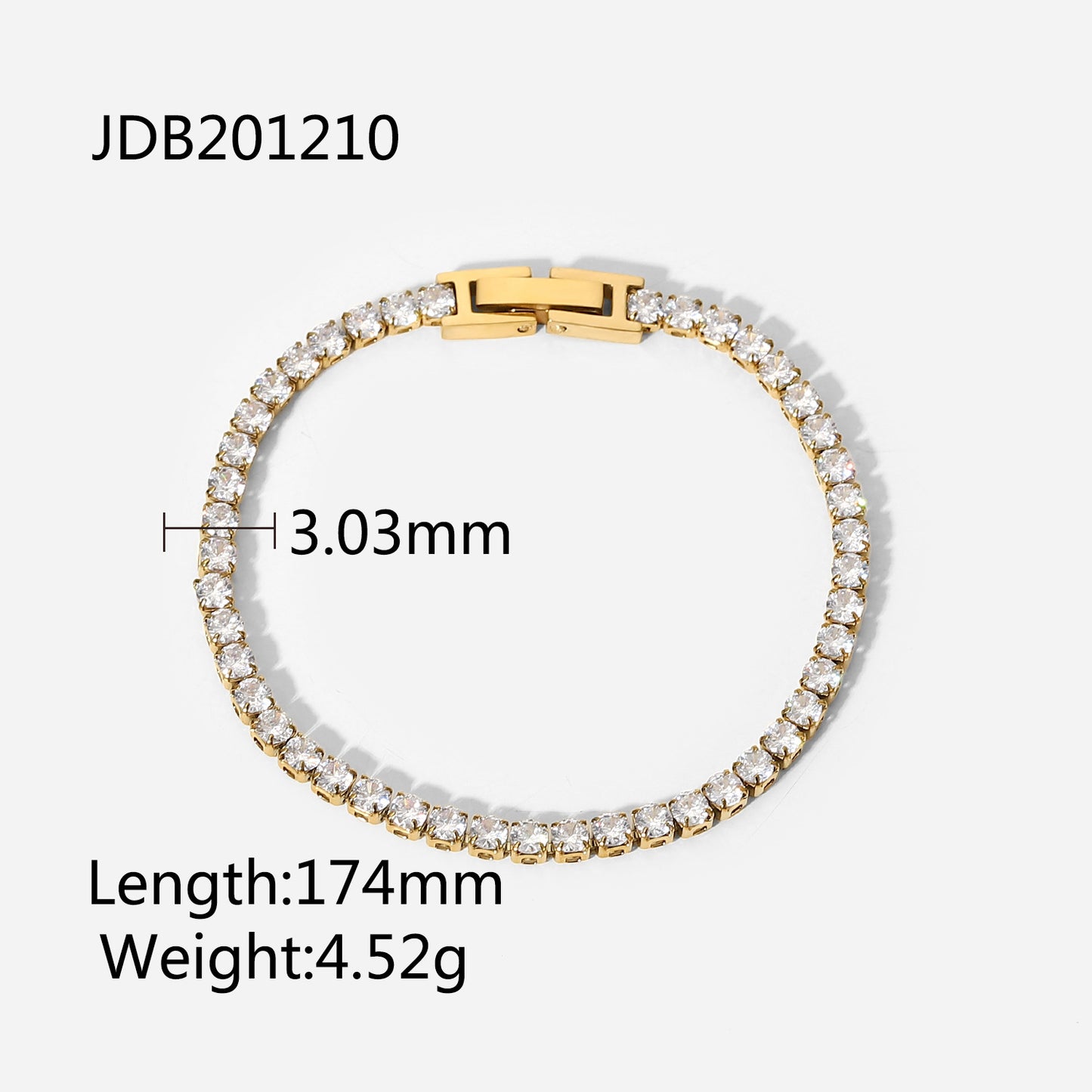 JDB201049 Stainless Steel Paved Zircon Diamond Bracelet Paper Clip Chain Bracelet