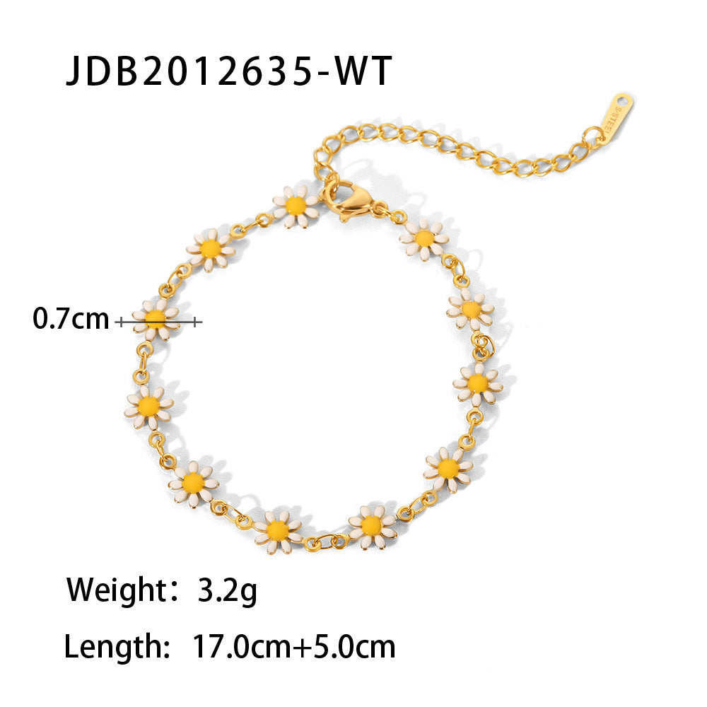 JDB2012635 Stainless Steel Daisy Flower Necklace Bracelet NO tarnish Necklace for Women