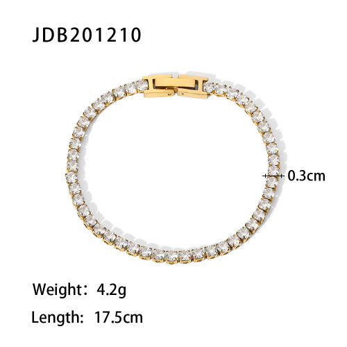 JDB2406002-PS Stainless Steel Bracelet With Zirconia and Pearl