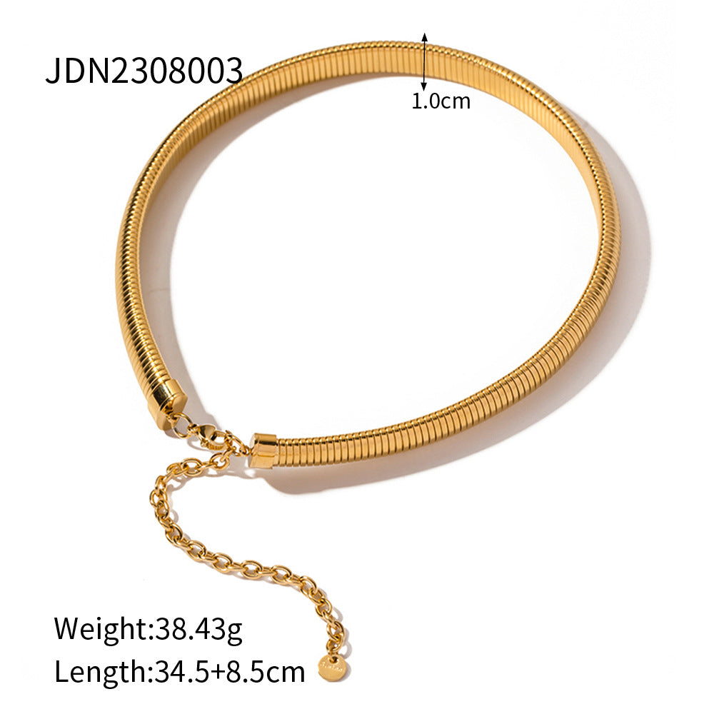 JDB2308004 Stainless Steel Chunky Single Layer Snake Chain Stretch Bracelet for Women