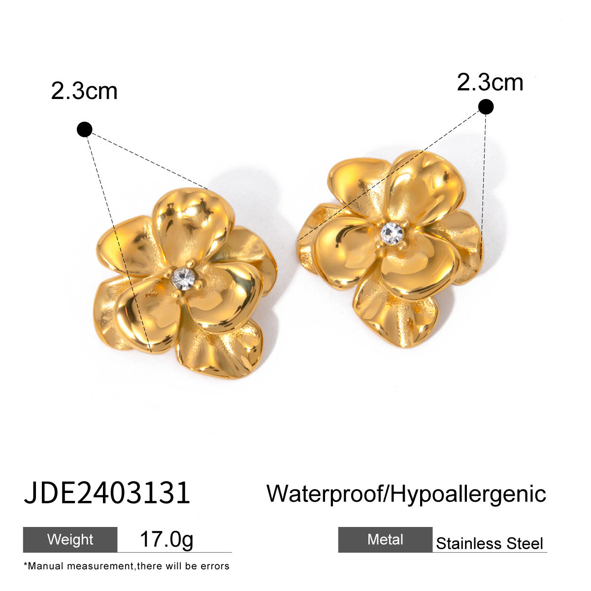 JDBW2305014 Stainless Steel Flower Pendant Necklace Earring Ring for Women