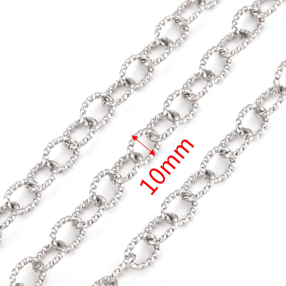 CH09 One Meter White Golden Color Stainless Steel Chain for Necklace DIY 1 meter per bag