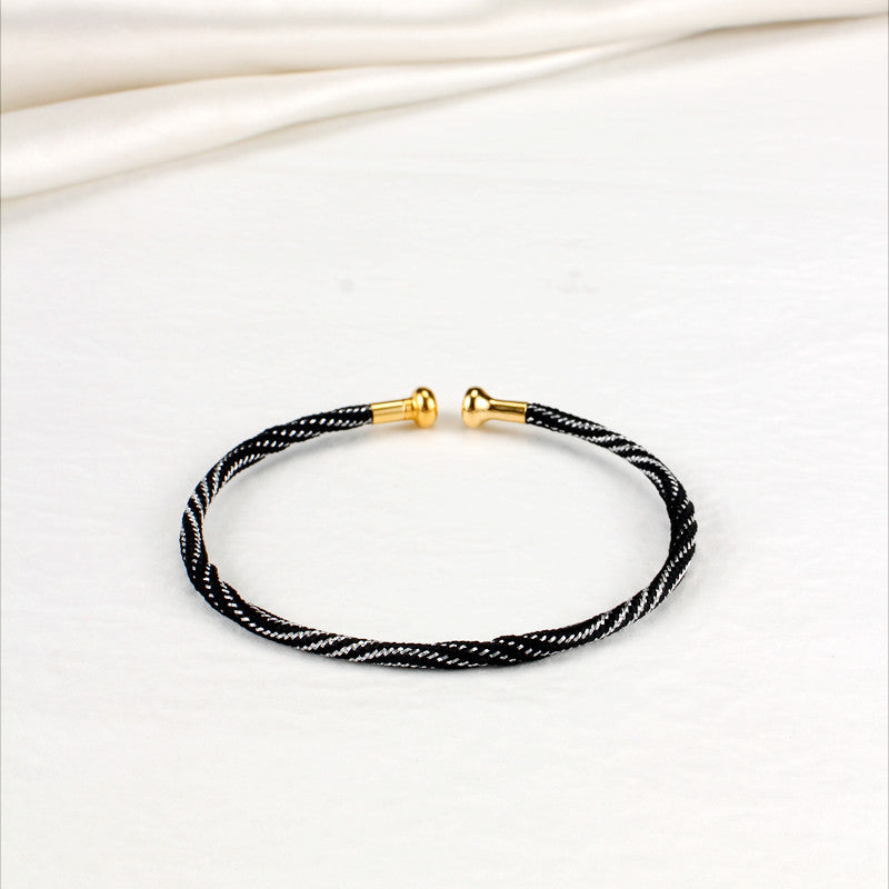 BR99 3mm/18cm Open Braided Bangle Bracelet with Screw Opening String Braid Half Bangle