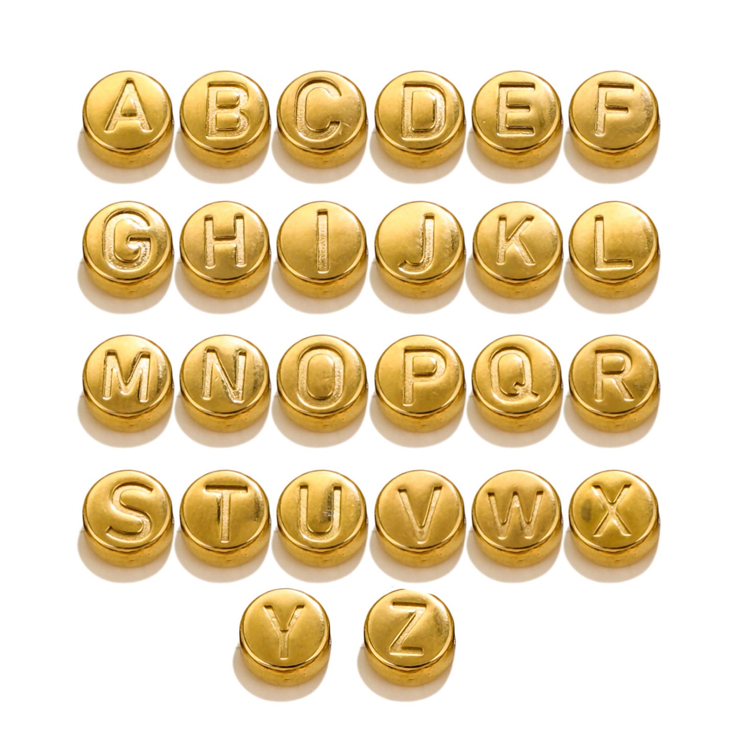 SPC70 26 Letters Charms Beads Golden Color Stainless Steel Spacer Charms Beads for DIY Accessories