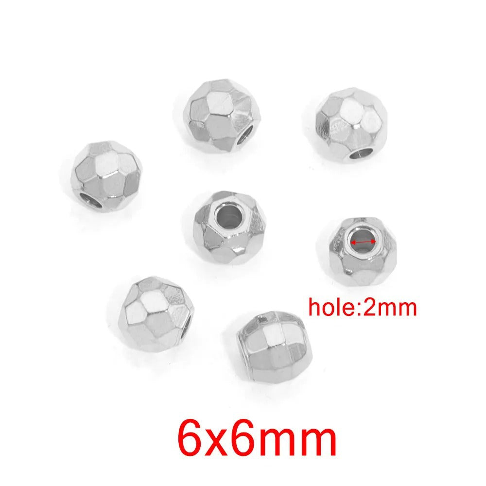 SPC58 Stainless Steel Faceted Spacer Beads for DIY Jewelry Making Bracelet Necklace Accessories