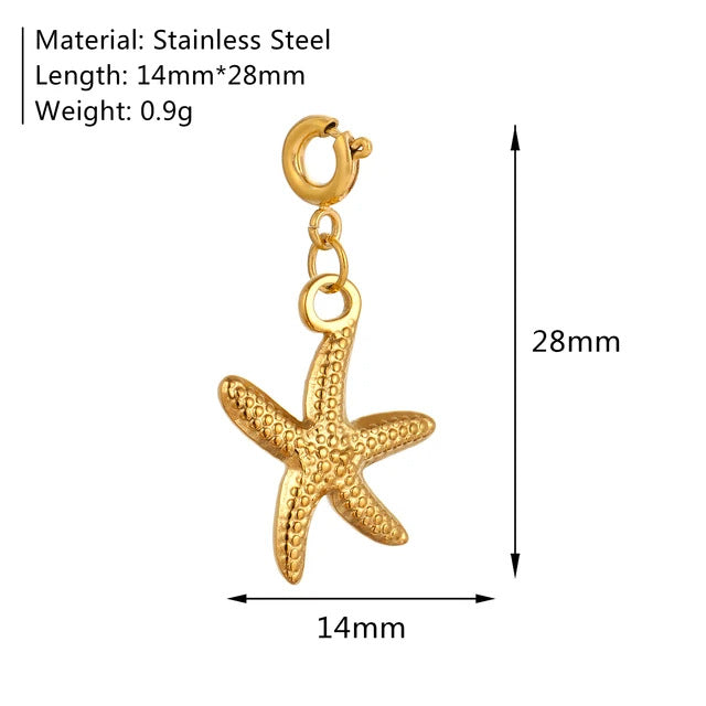 PD06 Stainless Steel Pendants Sunflower Star Turtle Ladybug Starfish FIsh Tail Pendants