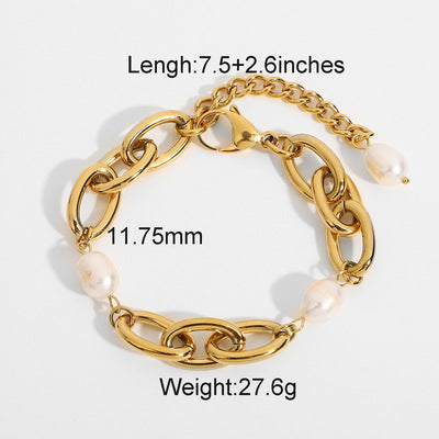 JDB2305013 18K Golden Color Stainless Steel Bracelet With Pearl