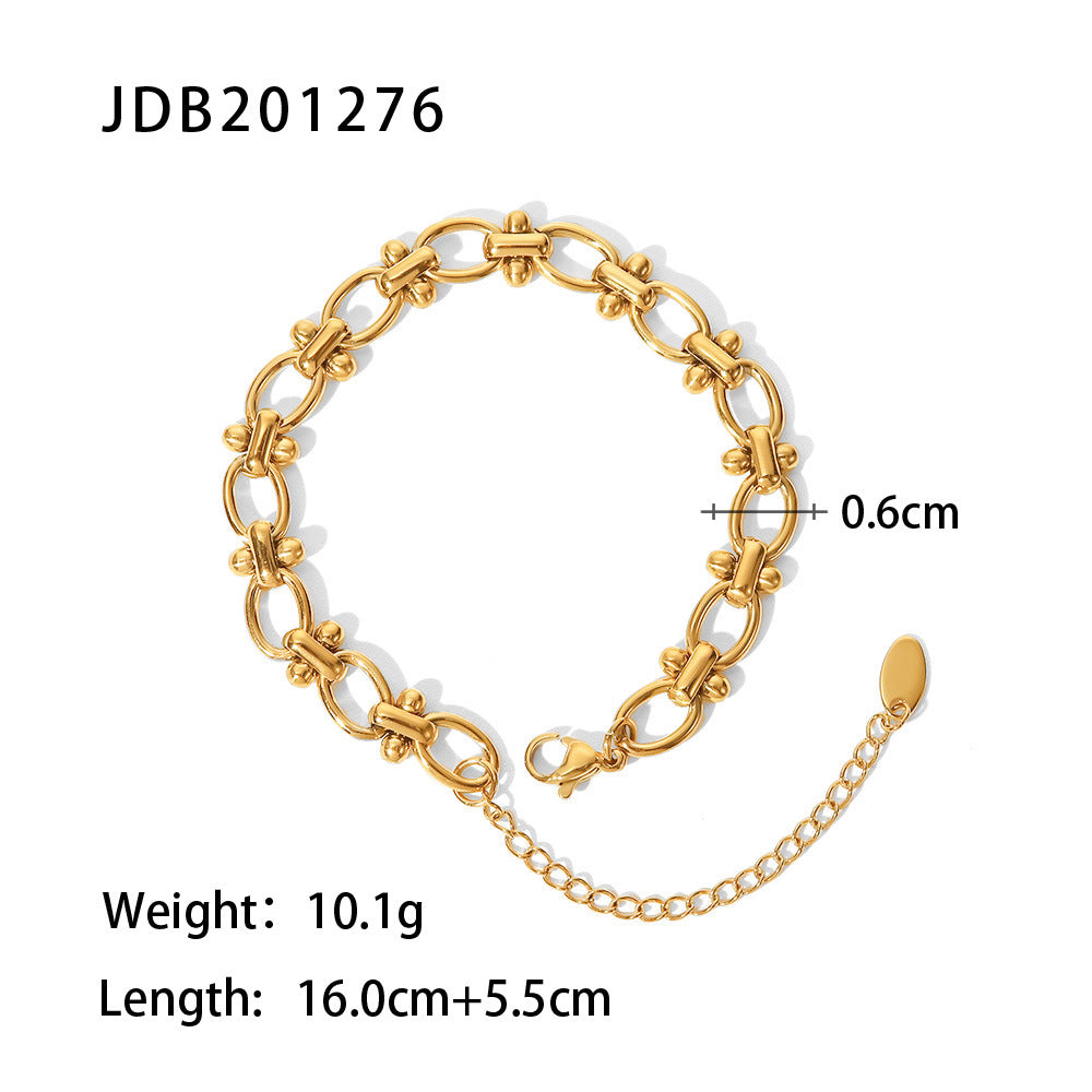 JDB201051 Vintage Style Stainless Steel Cuban Link Bracelet for Women