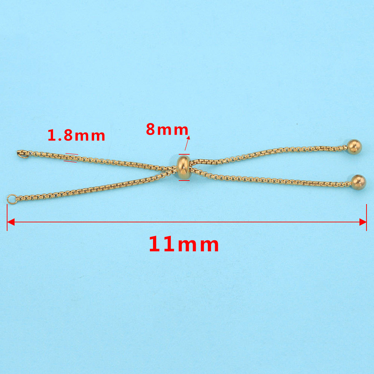 CH07 1.8mm Silicone Adjustable Chain Stainless Steel Bracelet Chain