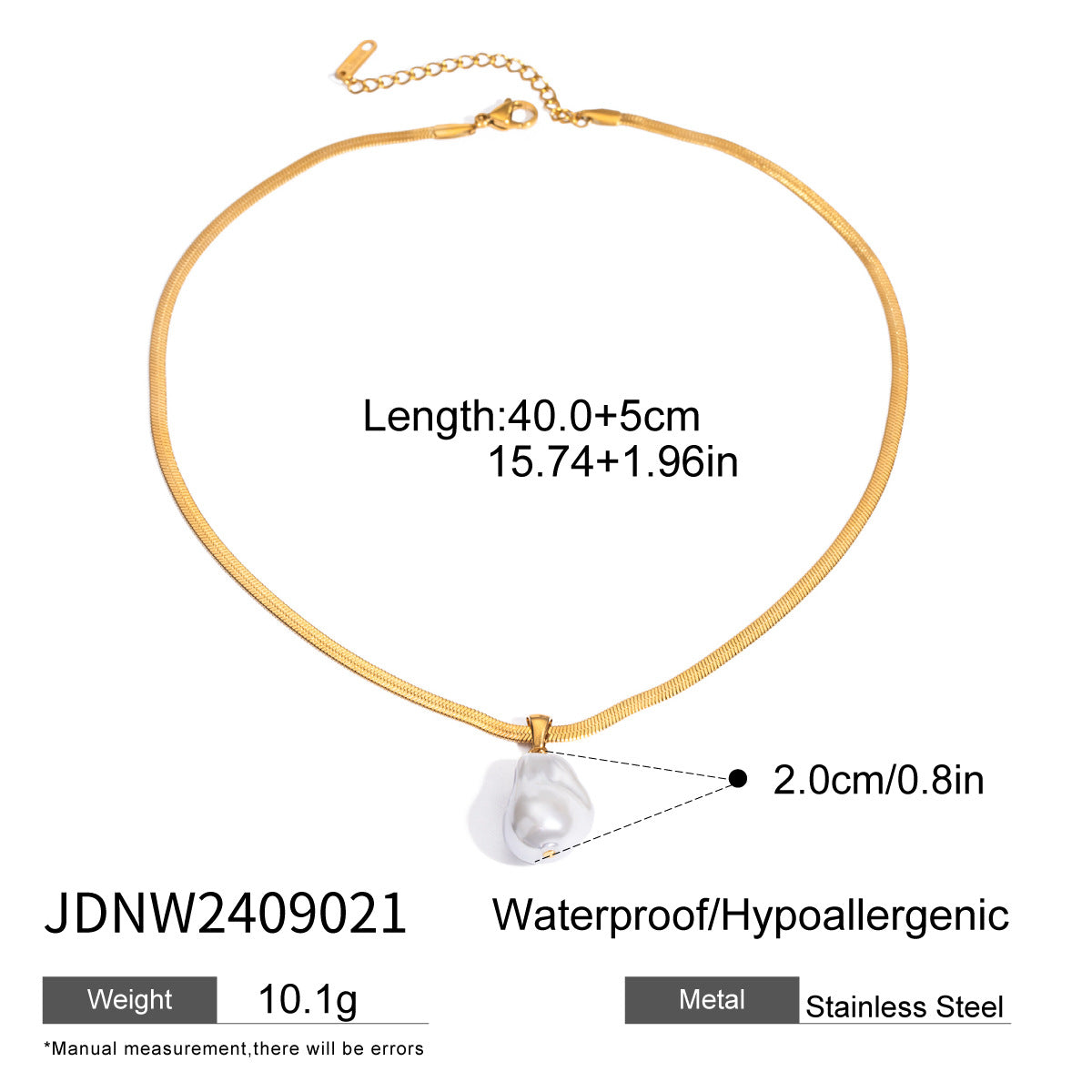 JDNW2409021 Baroque style Pearl Necklace Stainless Steel Waterproof Chain Necklace for Women