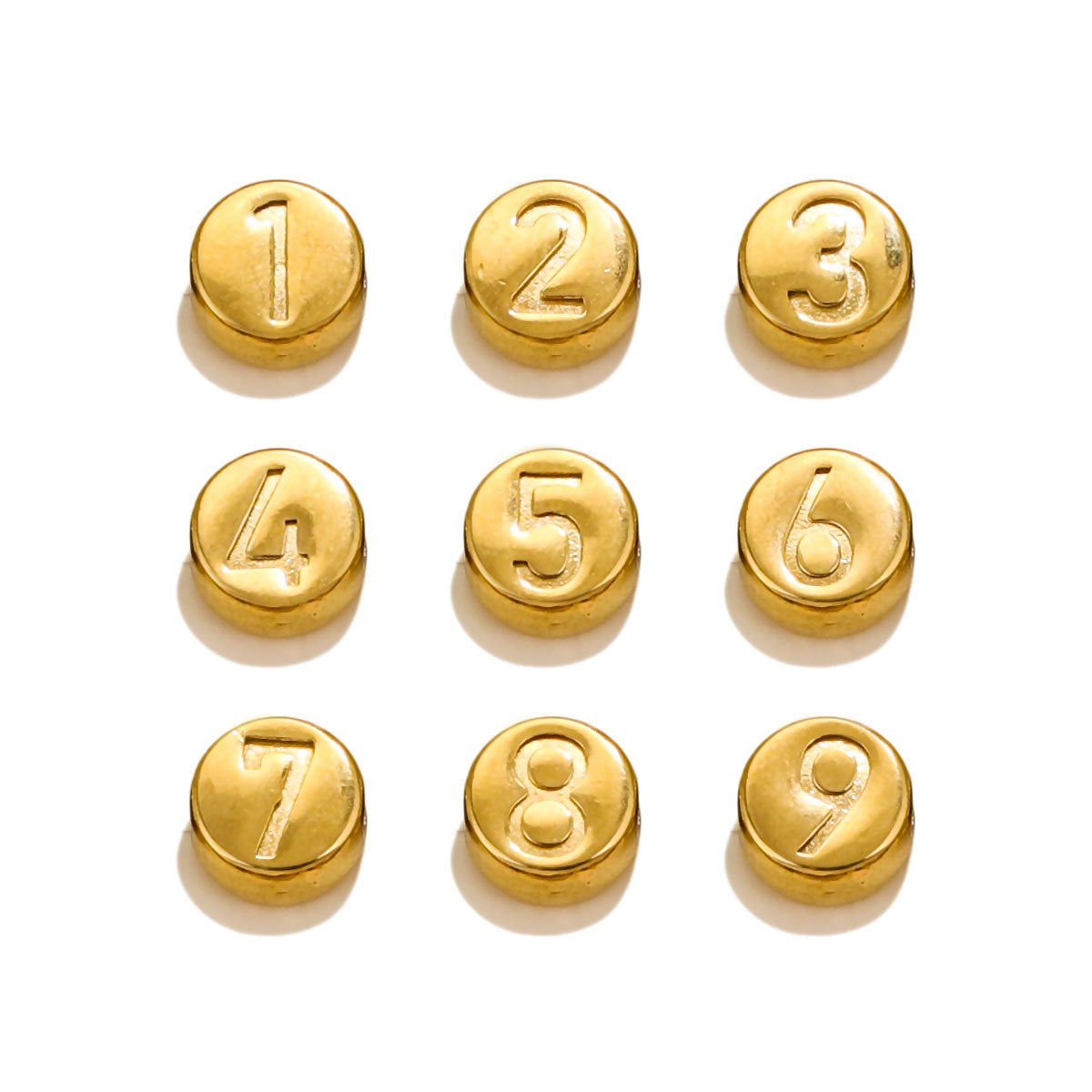 SPC50 0-9 Numbers Carved Spacer Beads Charms Beads for Bracelet DIY Accessories