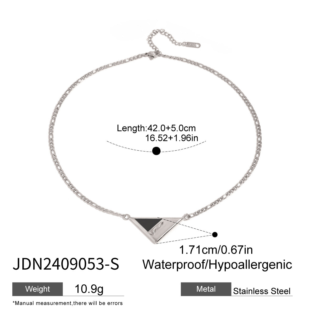 JDN2409053 Triangle Shape Pendant Necklace Stainless Steel Necklace