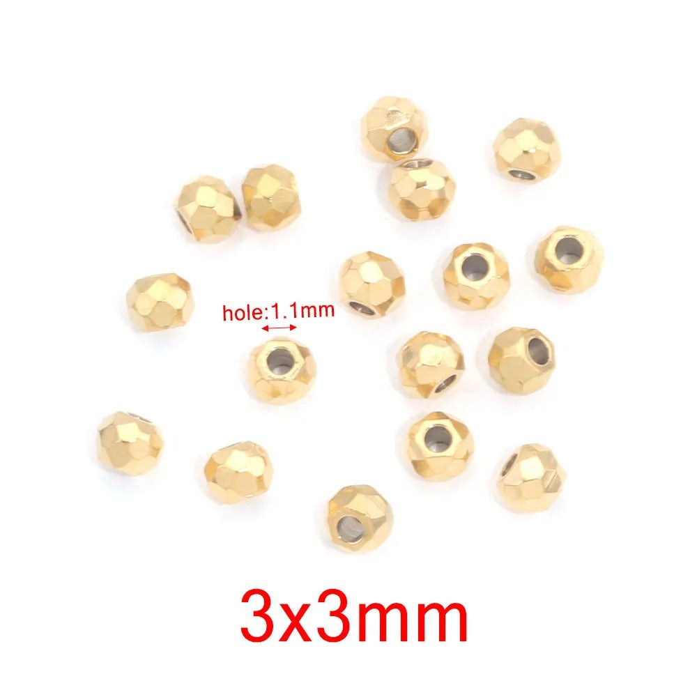 SPC58 Stainless Steel Faceted Spacer Beads for DIY Jewelry Making Bracelet Necklace Accessories