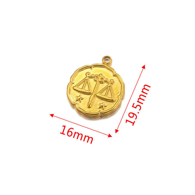 PD15 Zodiac Sign Pendant Stainless Steel Pendant 18k Golden Color Waterproof no Tarnish Pendant