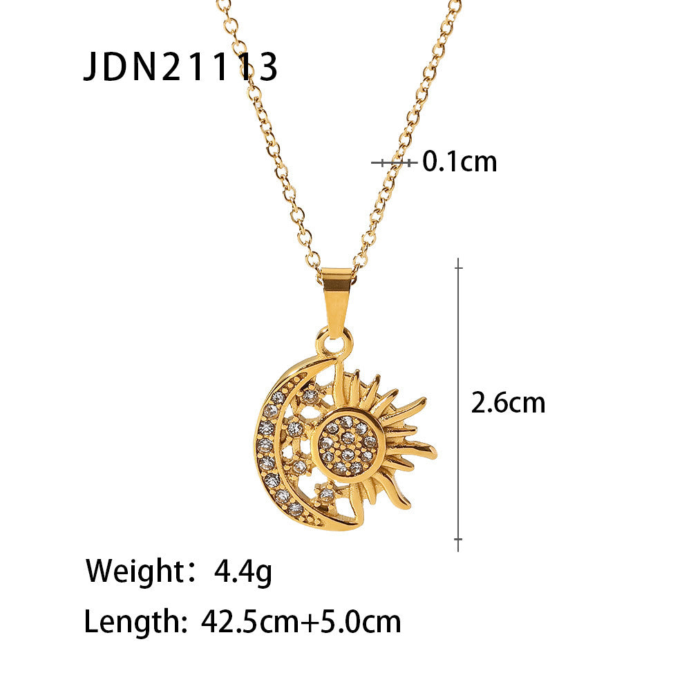 JDN20292  Stainless Steel Octagram Pendant 8 Point of Star Choker Necklace for Women