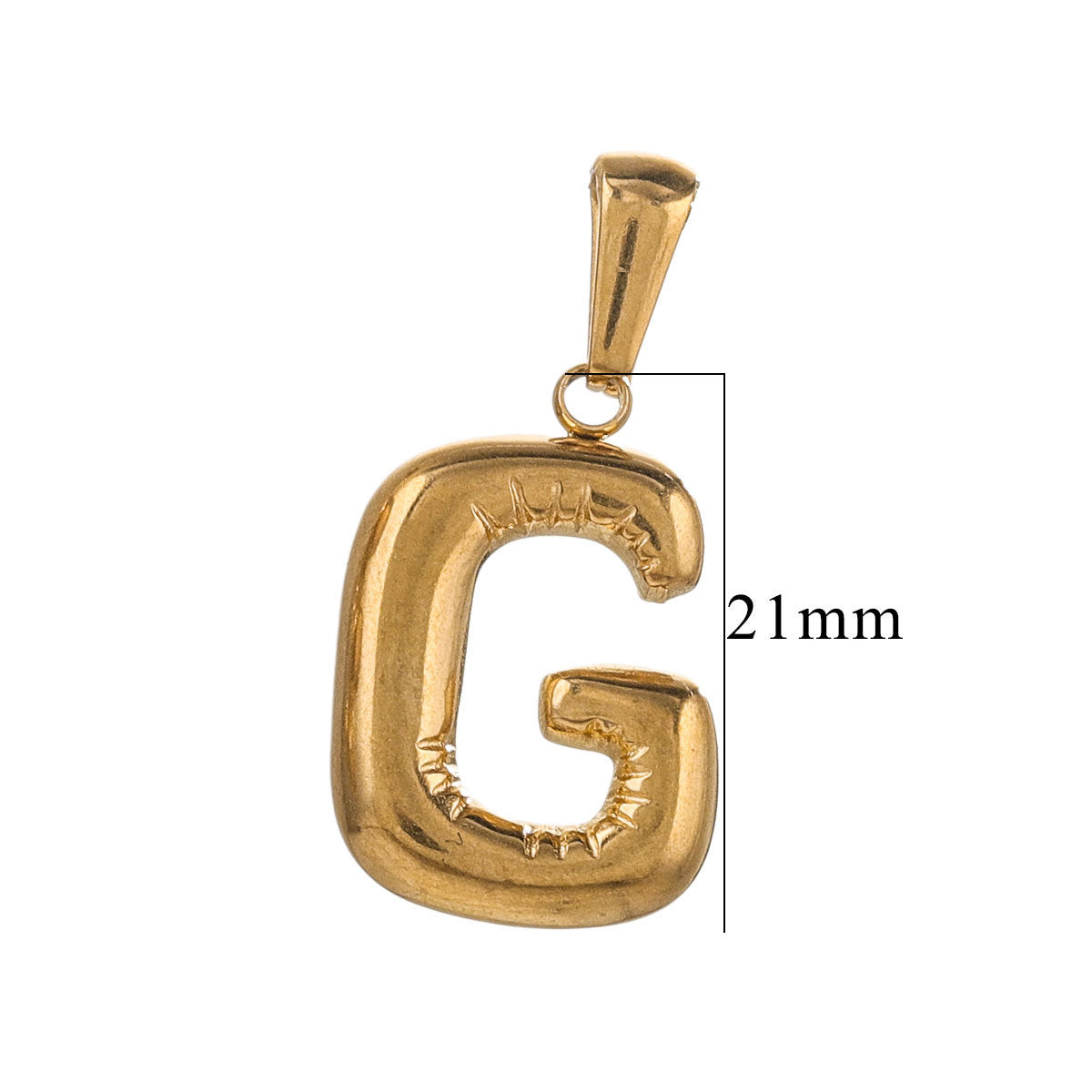 PD12 Puff Letter Pendant with Hook Stainless Steel No Tarnish Waterproof Golden Color Pendant