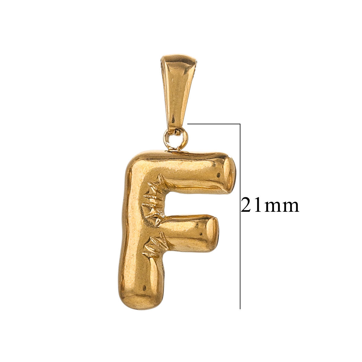 PD12 Puff Letter Pendant with Hook Stainless Steel No Tarnish Waterproof Golden Color Pendant