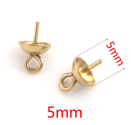 P04 Screw Eye Pins Peg Bail Small Stainless Steel Cup Pear Eyelet Screw Eye Pins for Jewelry Making Earring DIY Beads Craft 50pcs per Bag