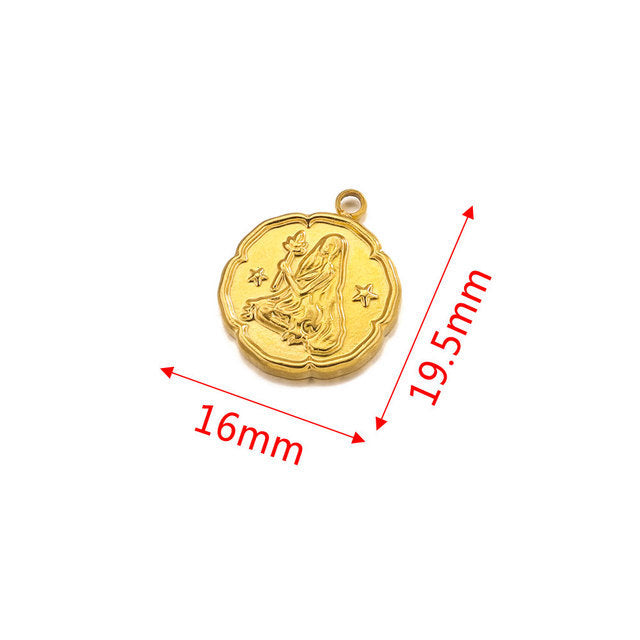 PD15 Zodiac Sign Pendant Stainless Steel Pendant 18k Golden Color Waterproof no Tarnish Pendant