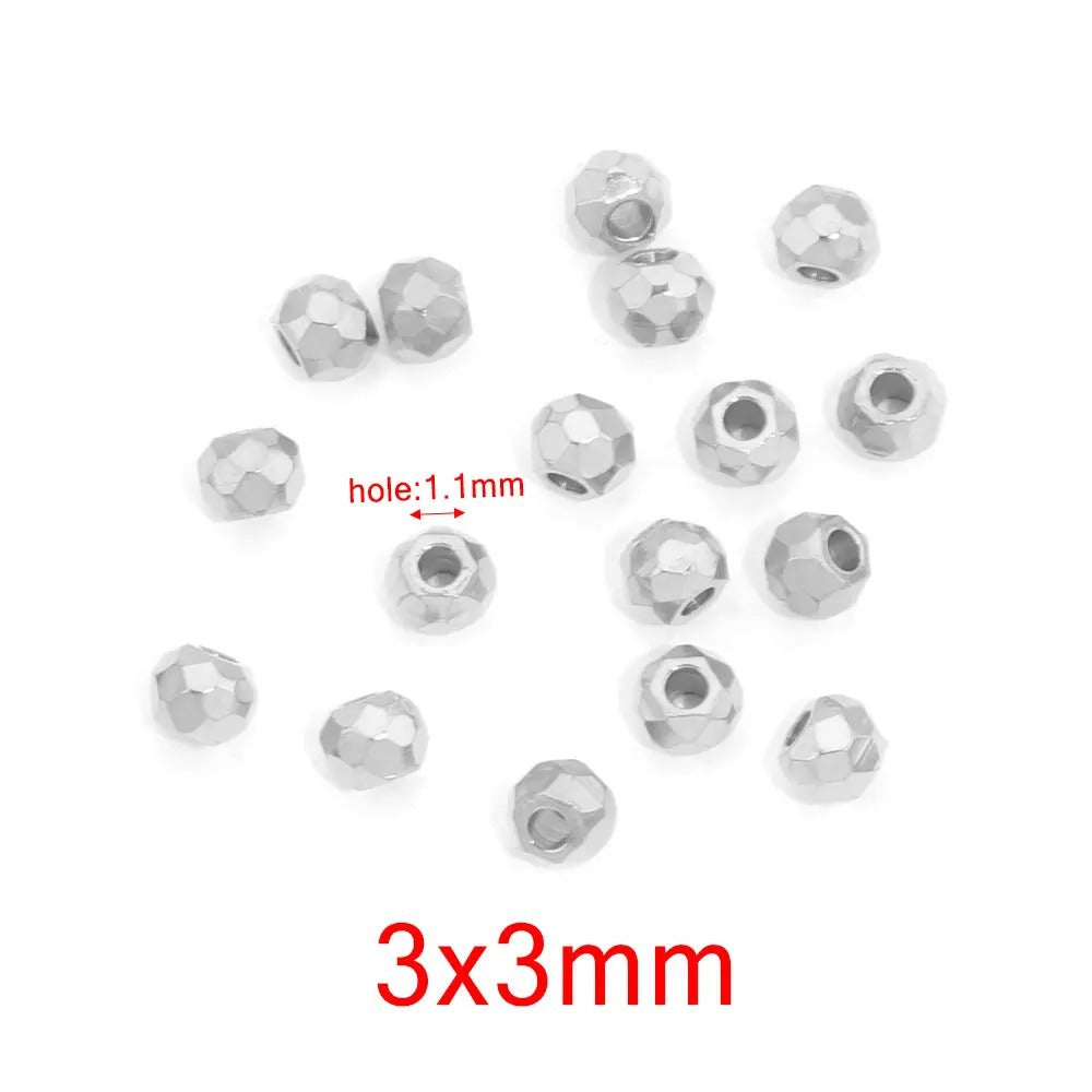 SPC58 Stainless Steel Faceted Spacer Beads for DIY Jewelry Making Bracelet Necklace Accessories