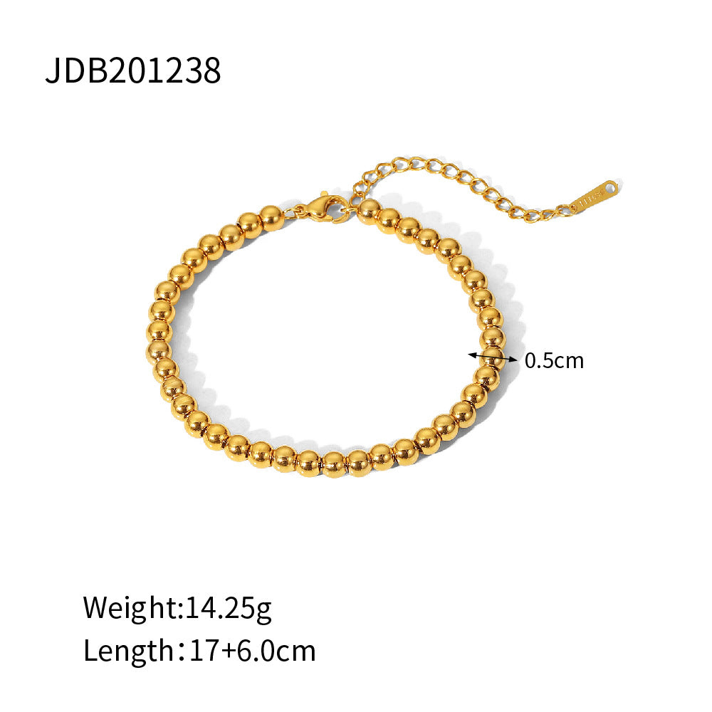 JDB2407018 Stainless Steel Beaded Bracelet Metal Chain With Letters