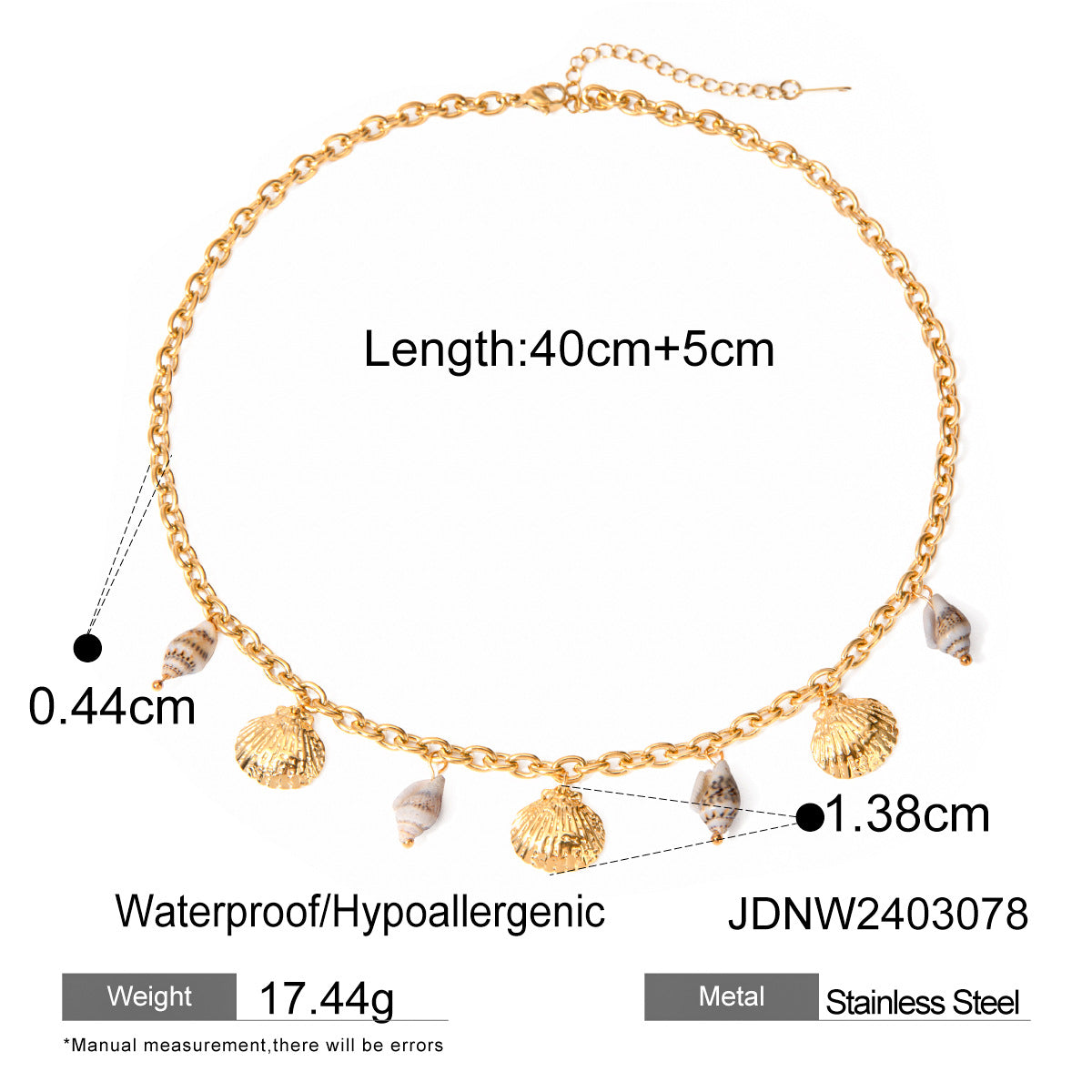 JDBW2403022 18K Gold Plated Stainless Steel Necklace Bracelet set Ocean Style Star Fish Shell Design Jewelry